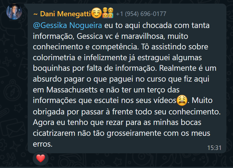 Depoimento de Dani Menegatti sobre os vídeos e o conhecimento